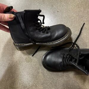 Dr. Martens Kids 1460J Delaney Black Leather Boots Size 12Y Side Zip Docs